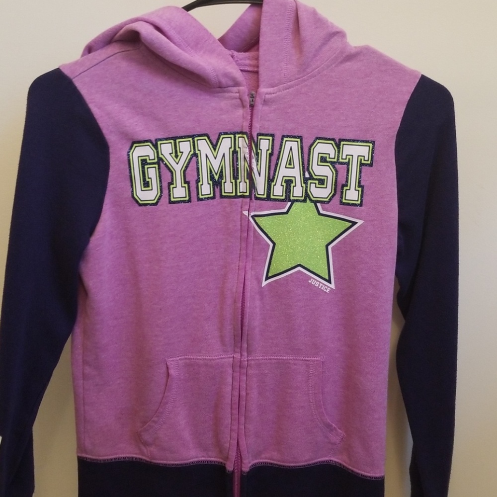 Gymnastics Hoodie Justice size 8 Zip Gymnast